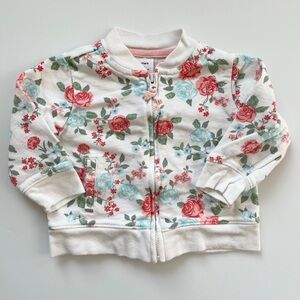 Carter's Floral Kids Sweater - White, Red, Green, Blue Zipper